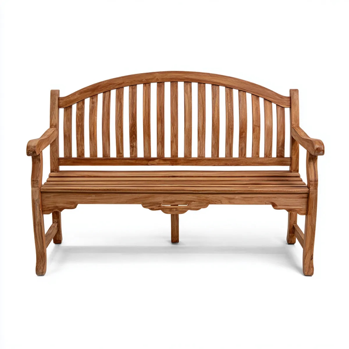 Ławka ogrodowa 3 brązowe siedzenia w piórze 150 x 62 x 90 cm zakrzywione oparcie