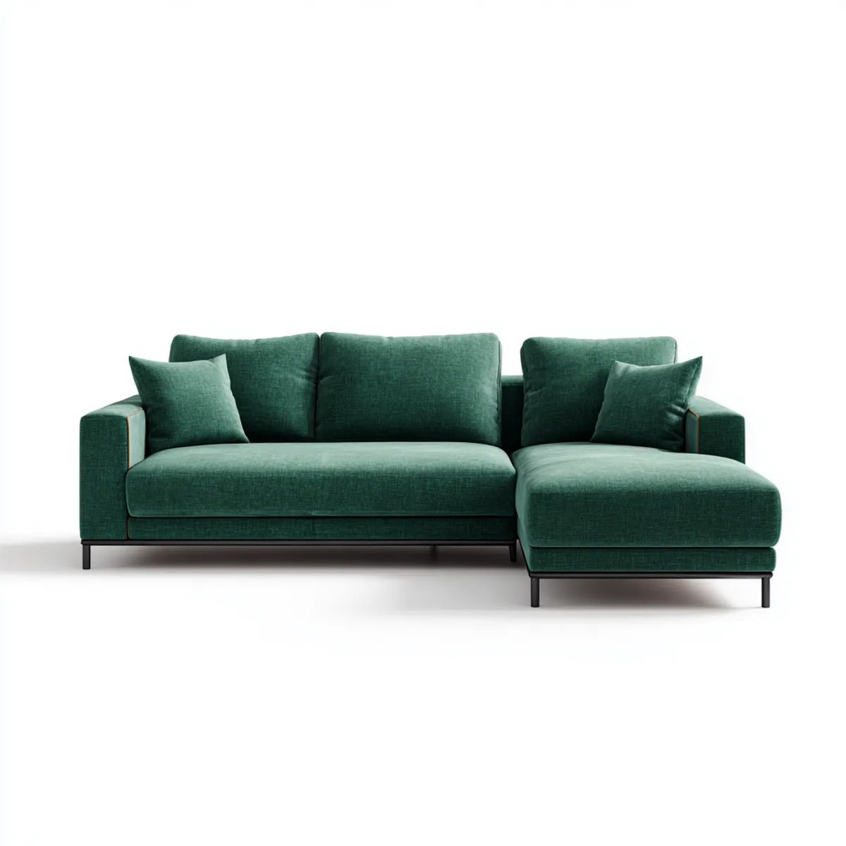 Sofa, 3-fotela narożna sofa z szezlongiem ciemnozielony 270 x 160 cm poliester prostokątna
