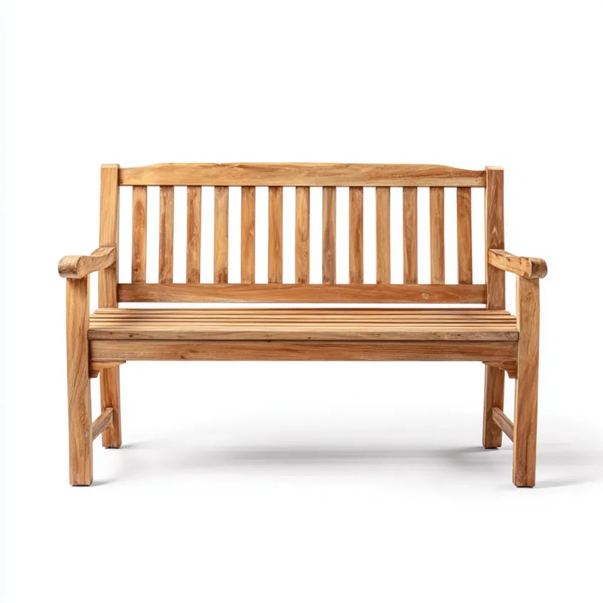 Ławka ogrodowa 2 fotele w litej prostokątnej brązowej teku 120 x 59 x 90 cm