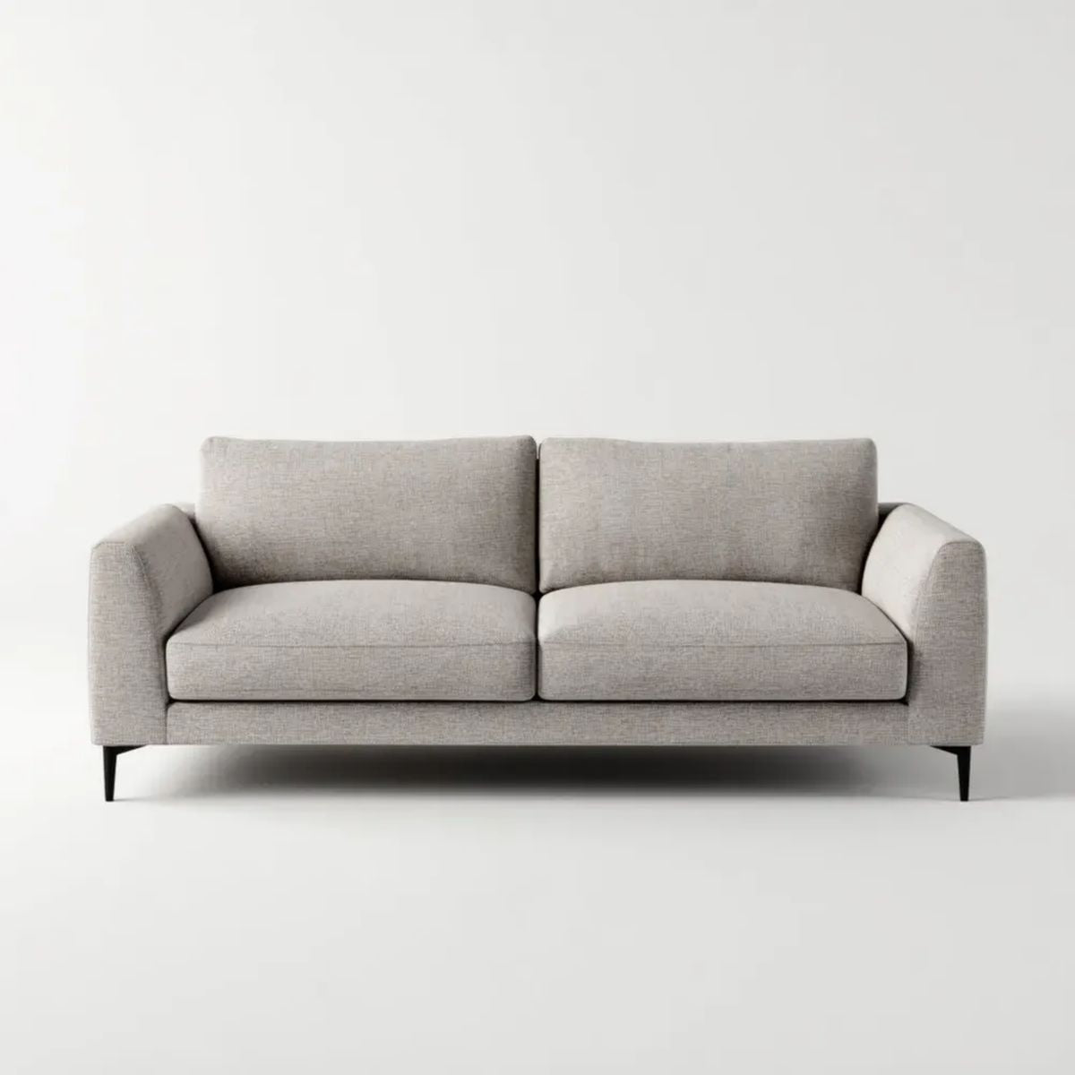 Sofa, 2 fotela w kolorze jasnoszarym z czarnym metalowym noskiem, 180 x 85 x 82 cm