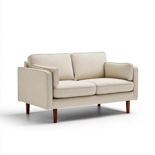 Sofa, 2-osobowa poliester sofa z lite drewno brązowe nogi brązowe, 180 x 85 x 84 cm