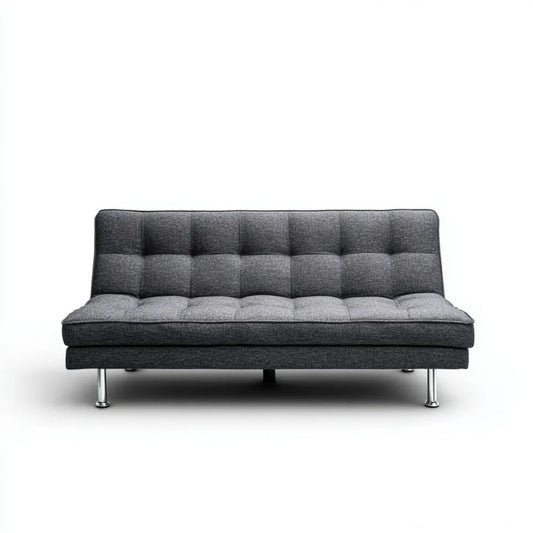 Sofa, 3 ciemnoszare poliestrowe sofa z metalową nogą, 180 x 90 x 82 cm