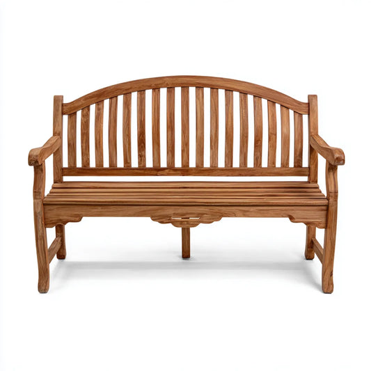 Ławka ogrodowa 3 brązowe siedzenia w piórze 150 x 62 x 90 cm zakrzywione oparcie