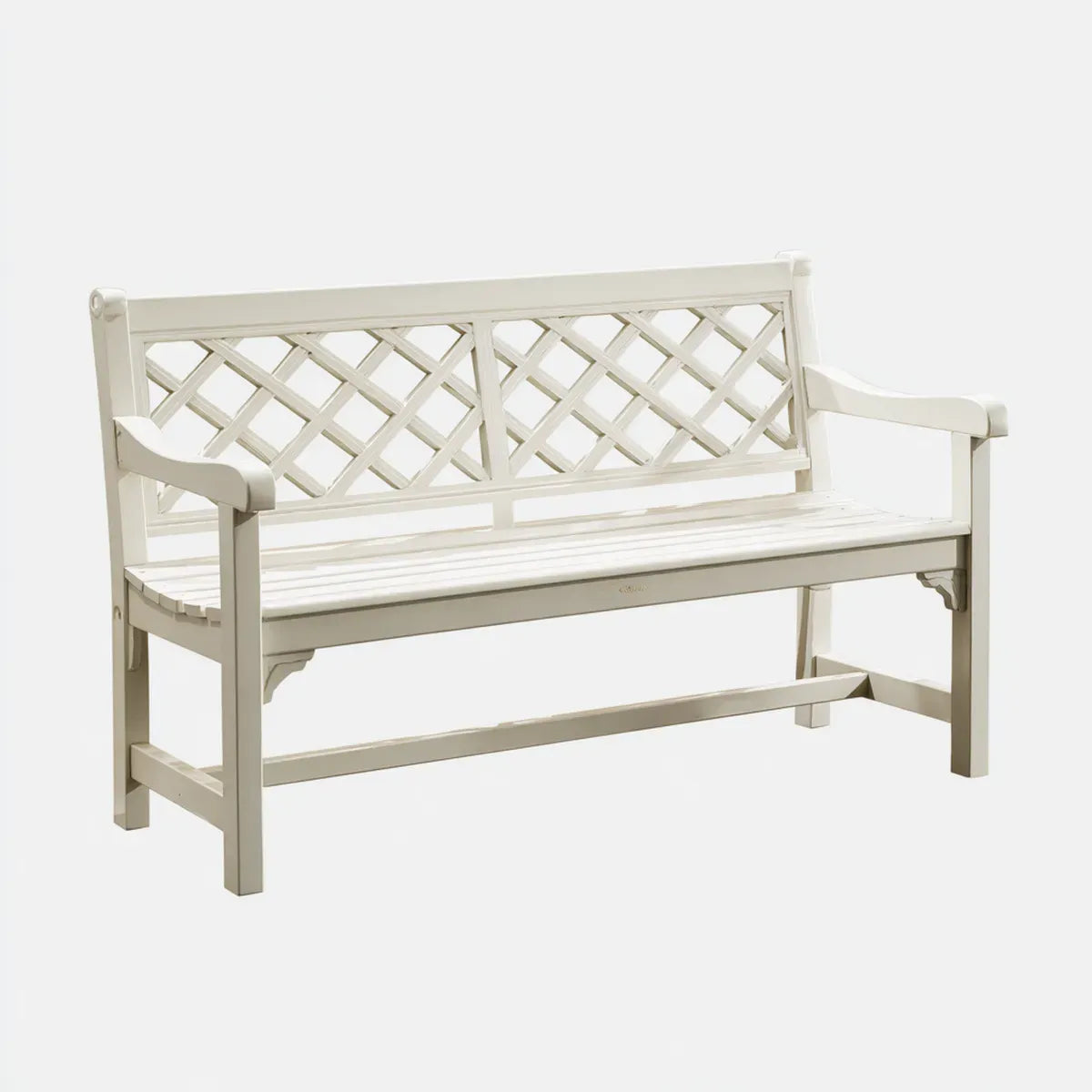 Ławka ogrodowa 2 miejsca białe 120 x 60 x 88 cm w litym prostokątnym drewnie