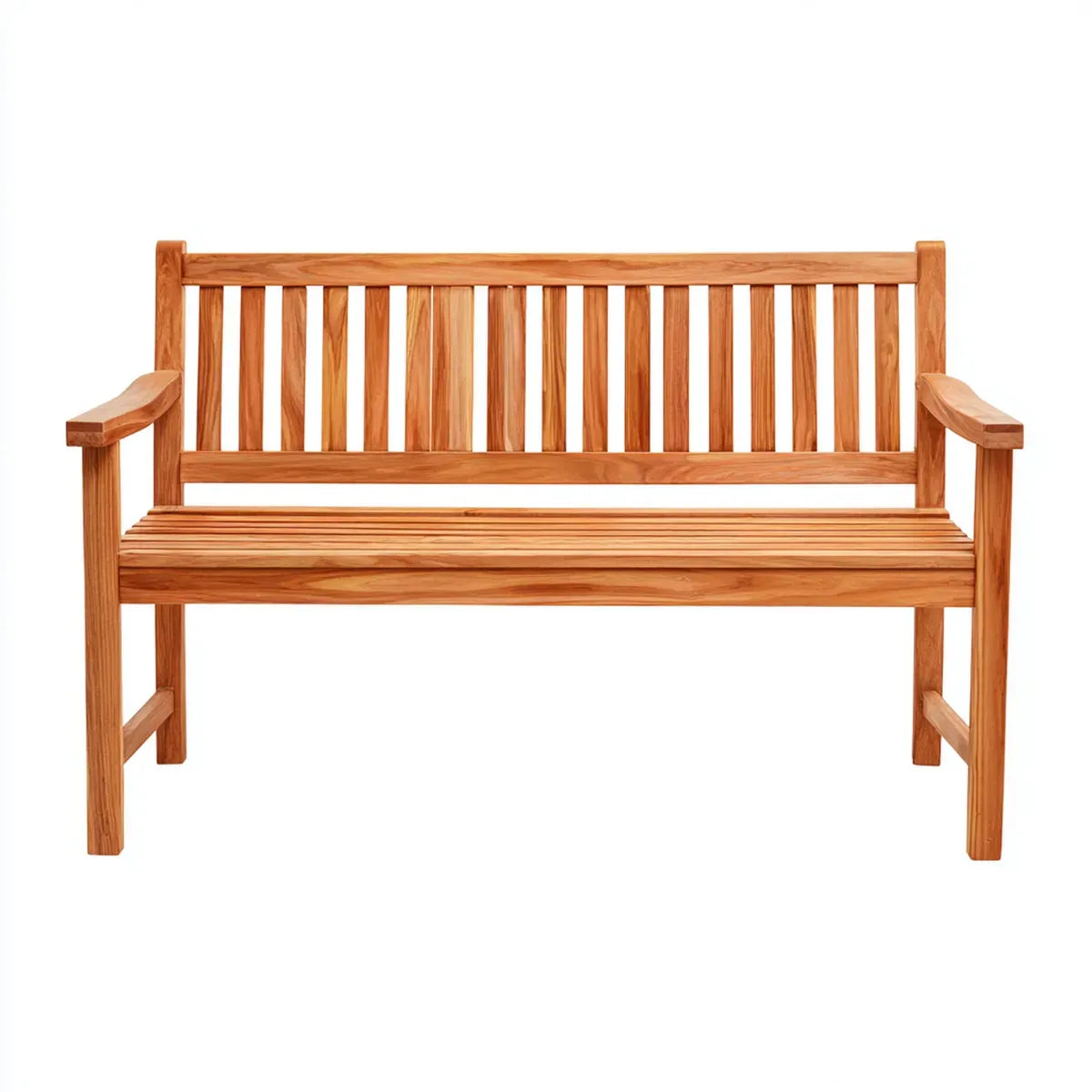 Ławka ogrodowa 2 brązowe kwadraty w prostokątnym teku stałym 120 x 62 x 91 cm