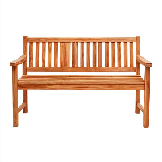 Ławka ogrodowa 2 brązowe kwadraty w prostokątnym teku stałym 120 x 62 x 91 cm
