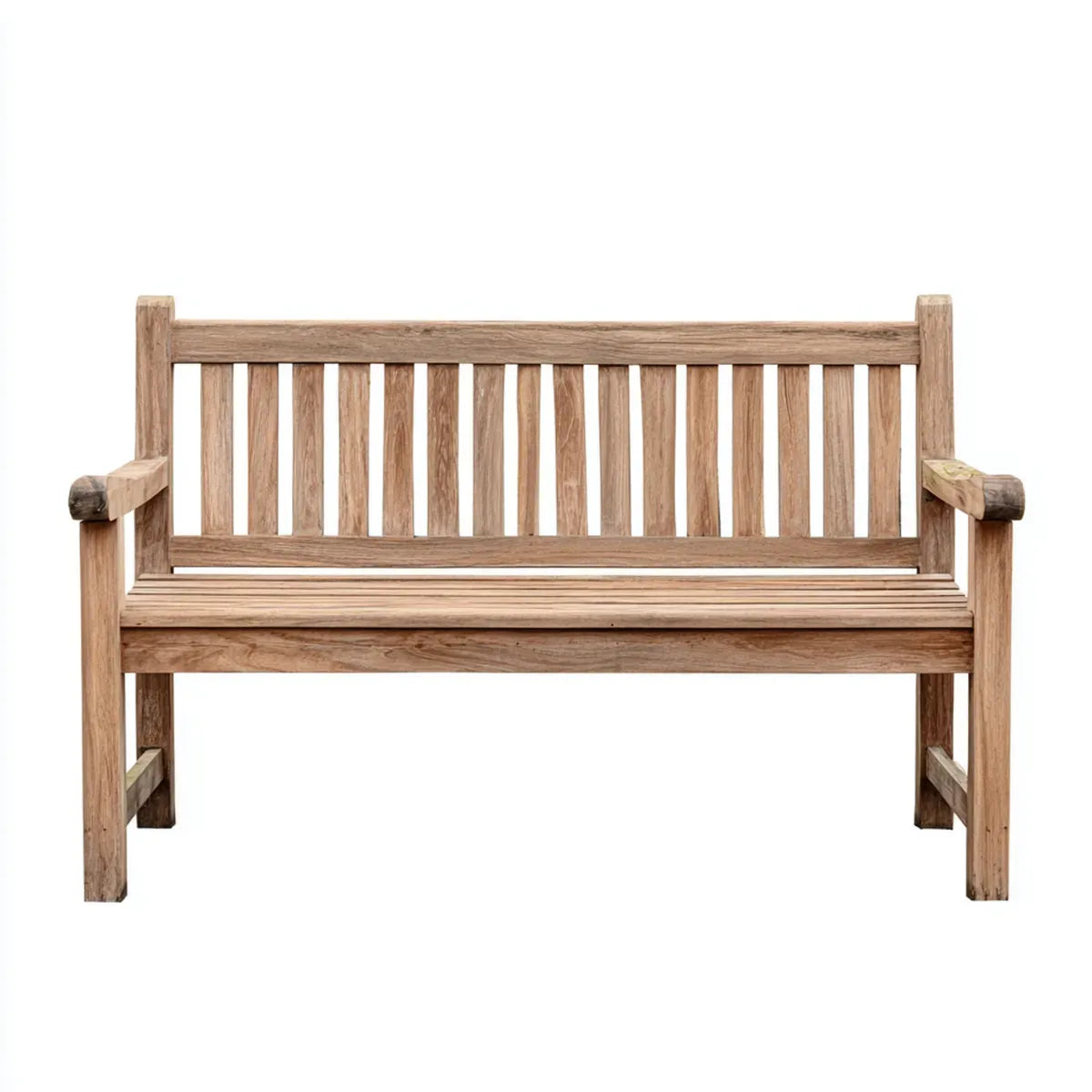 Ławka ogrodowa 2 naturalne brązowe kwadraty w prostokątnym teku stałym 120 x 65 x 90 cm