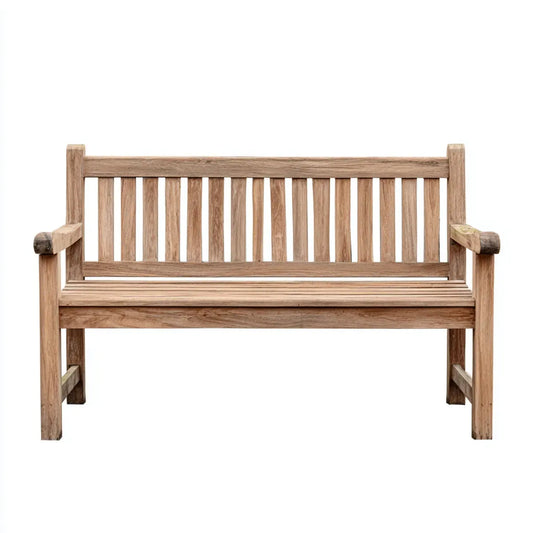 Ławka ogrodowa 2 naturalne brązowe kwadraty w prostokątnym teku stałym 120 x 65 x 90 cm