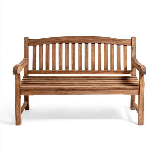 Ławka ogrodowa 2 brązowe kwadraty w prostokątnym teku stałym 120 x 60 x 90 cm