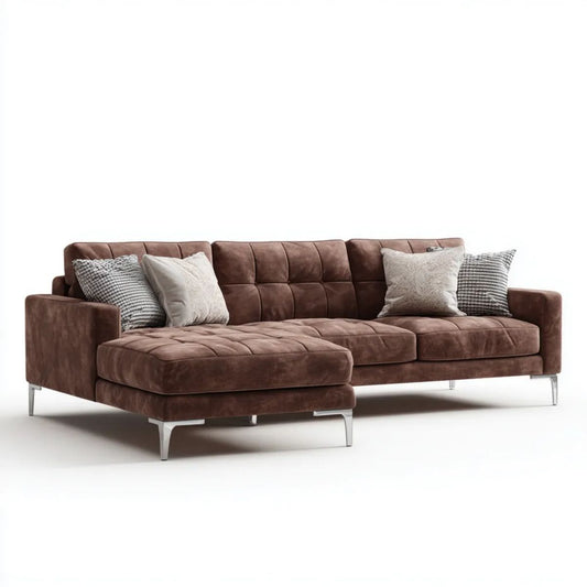 Sofa, 4 brązowe mikrofibry sofa, 280 x 160 x 85 cm