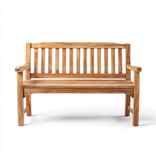 Ławka ogrodowa 2 fotele w litej prostokątnej brązowej teku 120 x 59 x 90 cm