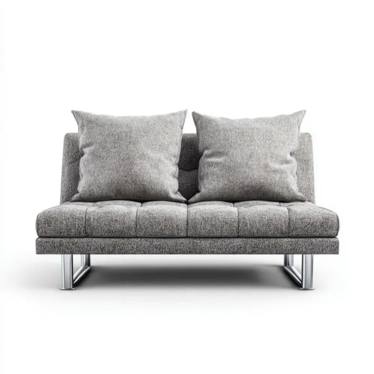Sofa, 2-osobowa z sofą z siwą warstwą poliestru z chromowanymi metalami, 160 x 90 x 85 cm