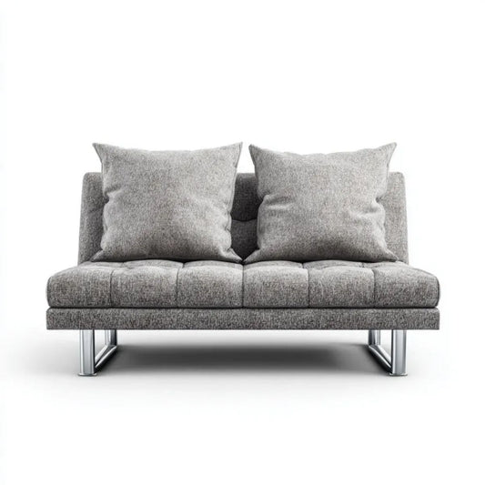 Sofa, 2-osobowa z sofą z siwą warstwą poliestru z chromowanymi metalami, 160 x 90 x 85 cm