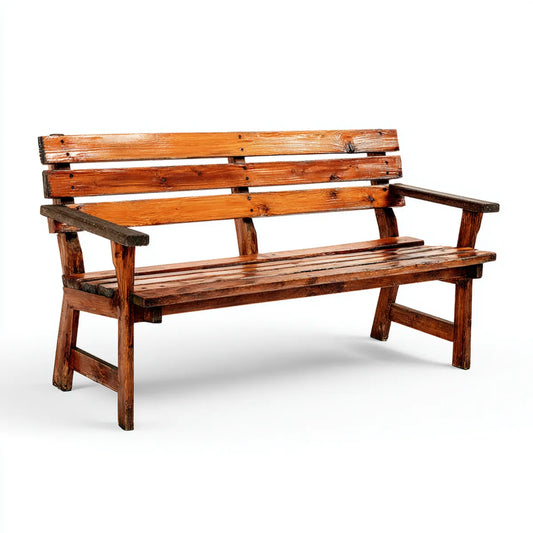 Ławka ogrodowa, 3 fotela ławka ogrodowa brązowa w prostokątnym litym drewnie 150 x 65 x 90 cm