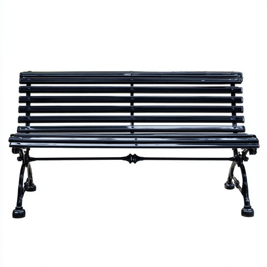 Ławka ogrodowa 3 fotele czarne 150 x 62 x 83 cm stali i prostokątne odlewane żelazo