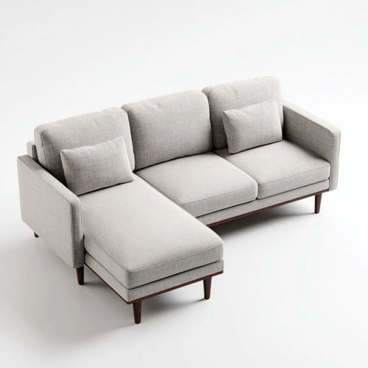 Sofa, 3 kwadraty kwadratowe prostokątne szare prostokątne sofa w kolorze poliestrowym i dwupłytkowym 230 x 150 x 85 cm
