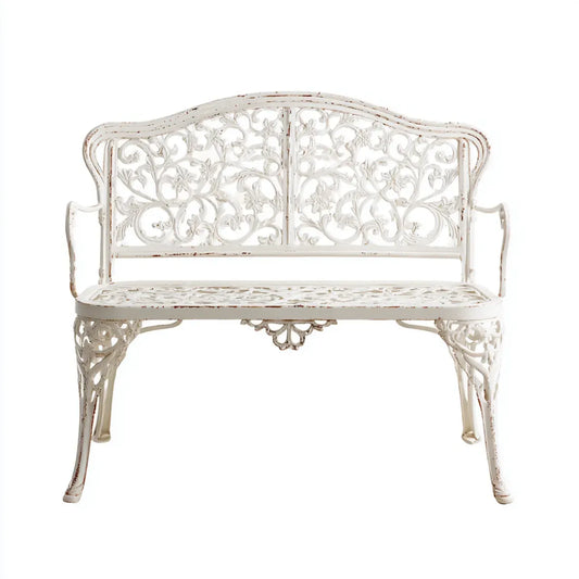 Ławka ogrodowa 2 fotele białe 100 x 54 x 88 cm kształtowane aluminium prostokątna kształt