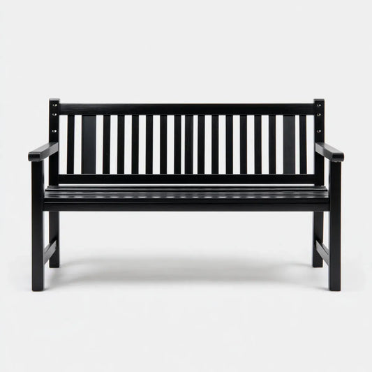 Ławka ogrodowa 2 czarne lite drewno czarne 122 x 61 x 87 cm