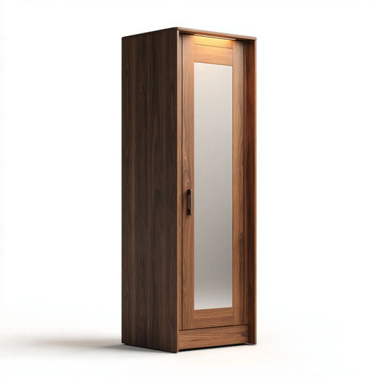 Szafa, Regał magazynowy MDF z 1 lusterkiem bramkowym, brązowy, 60 x 45 x 180 cm
