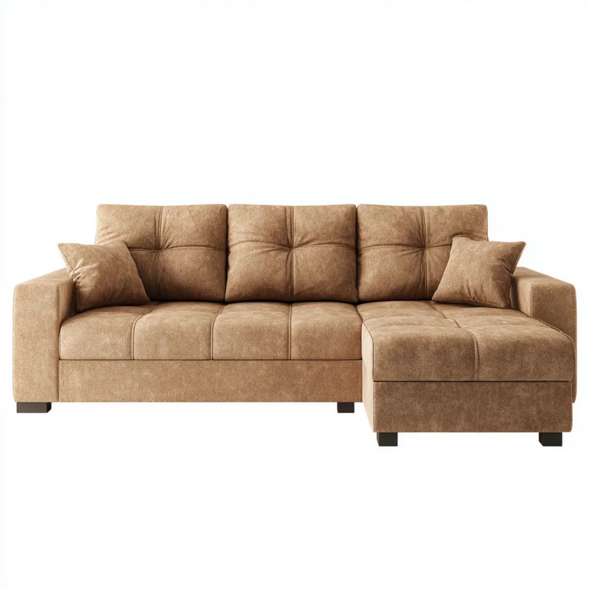 Sofa, 4 fotele sofa w mikrofibry wielbłąda, 260 x 160 x 88 cm