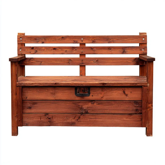 Ławka ogrodowa z brązowym pudełkiem z sosną w kolorze litym 120 x 60 x 90 cm prostokątna